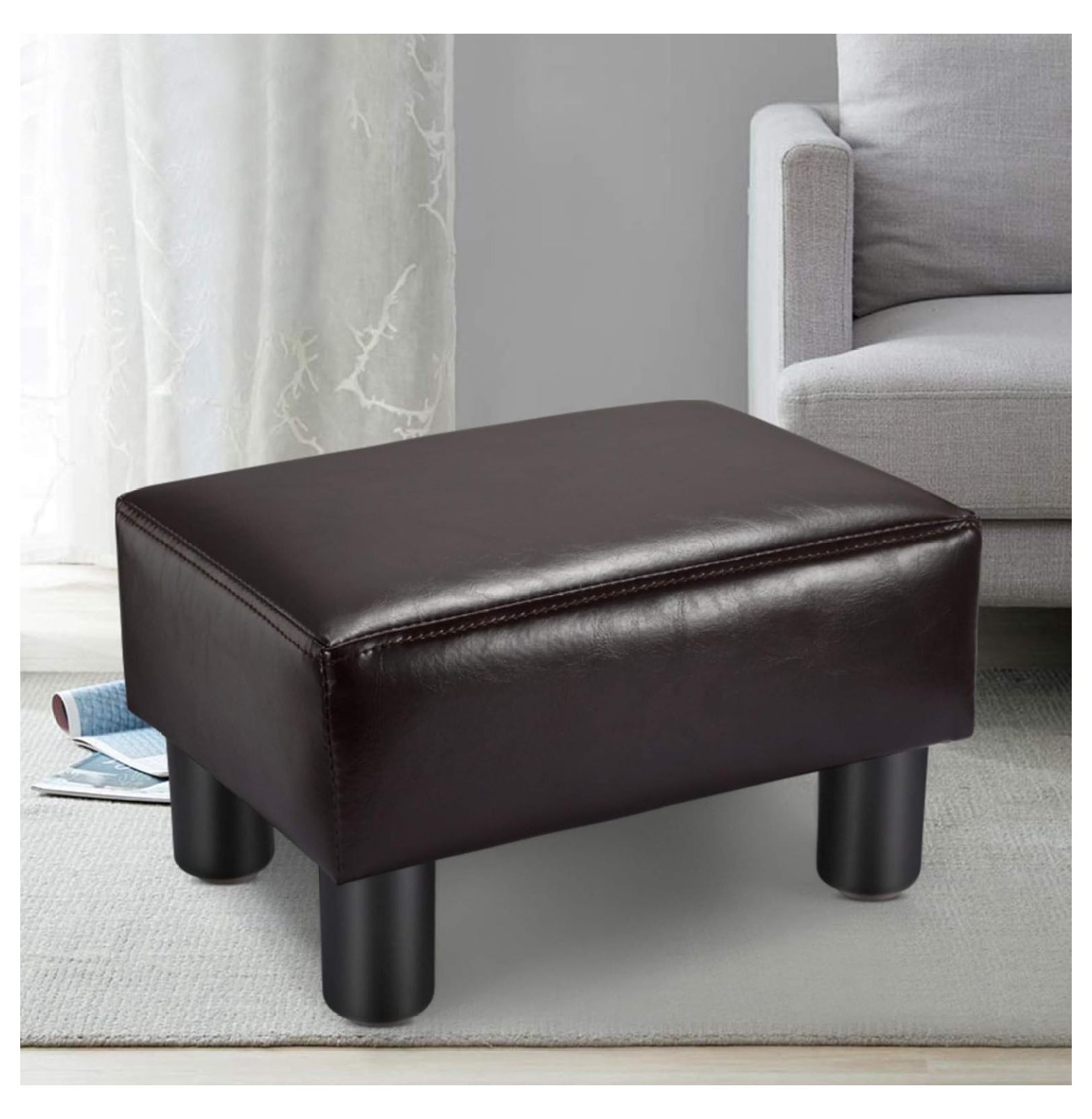 16'' PU Leather Foot Stool Small Footrest Under Desk, LeCeleBee