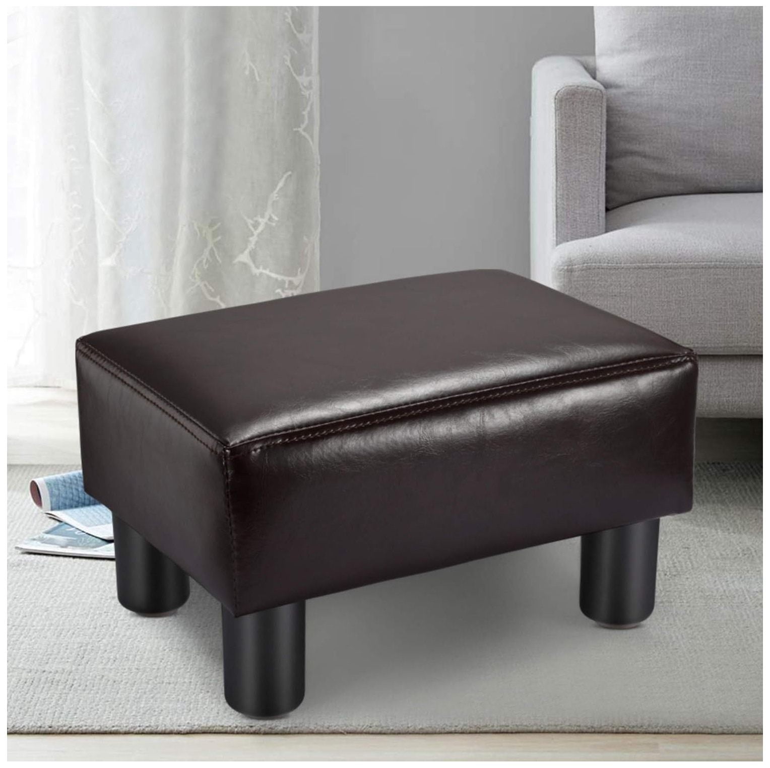 16'' PU Leather Foot Stool Small Footrest Under Desk, NeosKon Modern