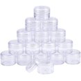 thumbnail image 1 of 16 Pack 1.7"x1.22" (25ml) Empty Clear Plastic Bead Storage Container jar with Rounded Screw-Top Lids for Beads Nail Art Glitter Make Up Cosmetics and Travel Cream DIY, 1 of 7