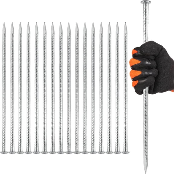 16 Pack 12 Inch Galvanized Landscape Stakes, Heavy Duty Solid Metal Spikes, Anchoring Stake for Paver Edging, Artificial Turf, Weed Barrier, Tent