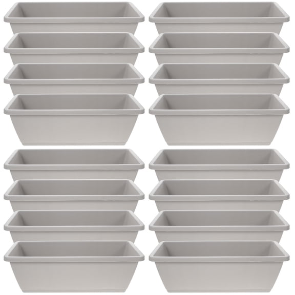 Foxnovo Light Grey Resin Rectangular Planter Box Flower Pots for Indoor Outdoor Use