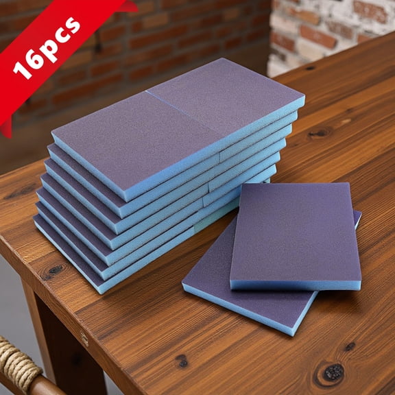 16 Pack 220 Grit Sanding Sponge Blocks, Washable Reusable Wet Dry Foam Pads for Wood Metal Drywall, Multipurpose Sanding Tools