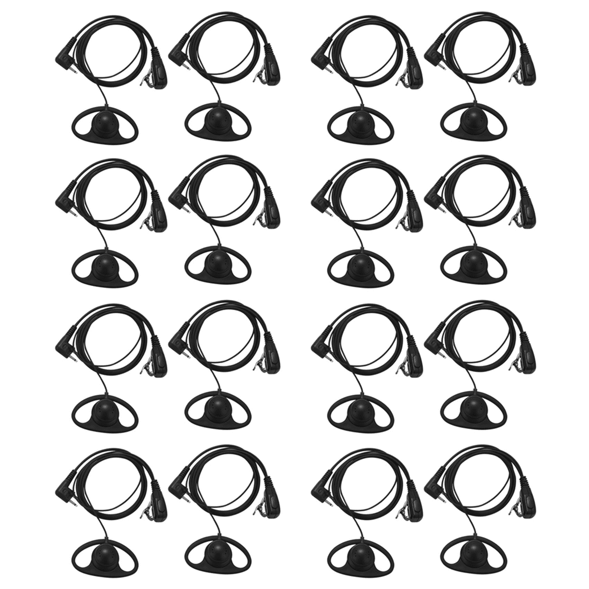 (16 Pack) 2Pin Advanced D Shape Clip-Ear Ptt Headset Earpiece Mic for 2 ...