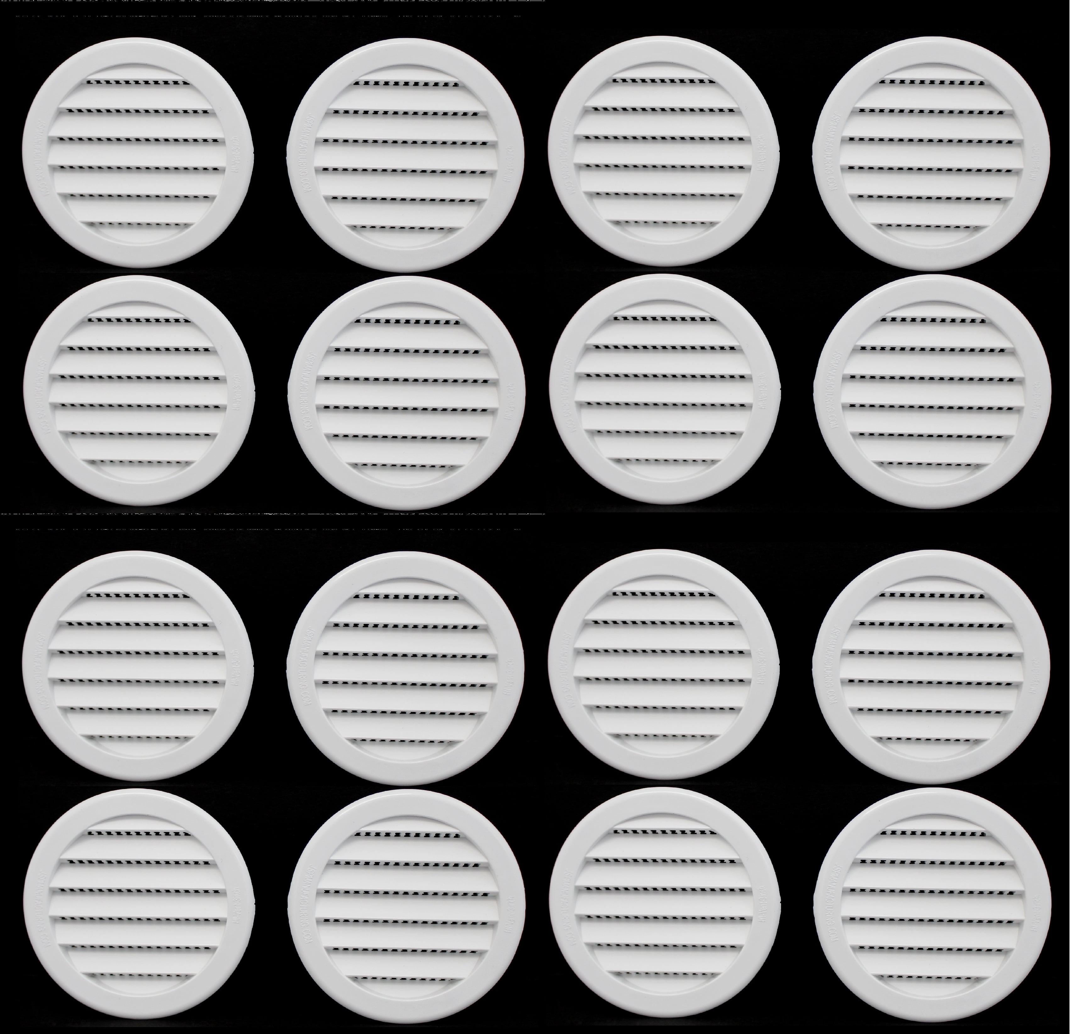 16 Pack 3" White Round Plastic Louver Soffit Air Vent