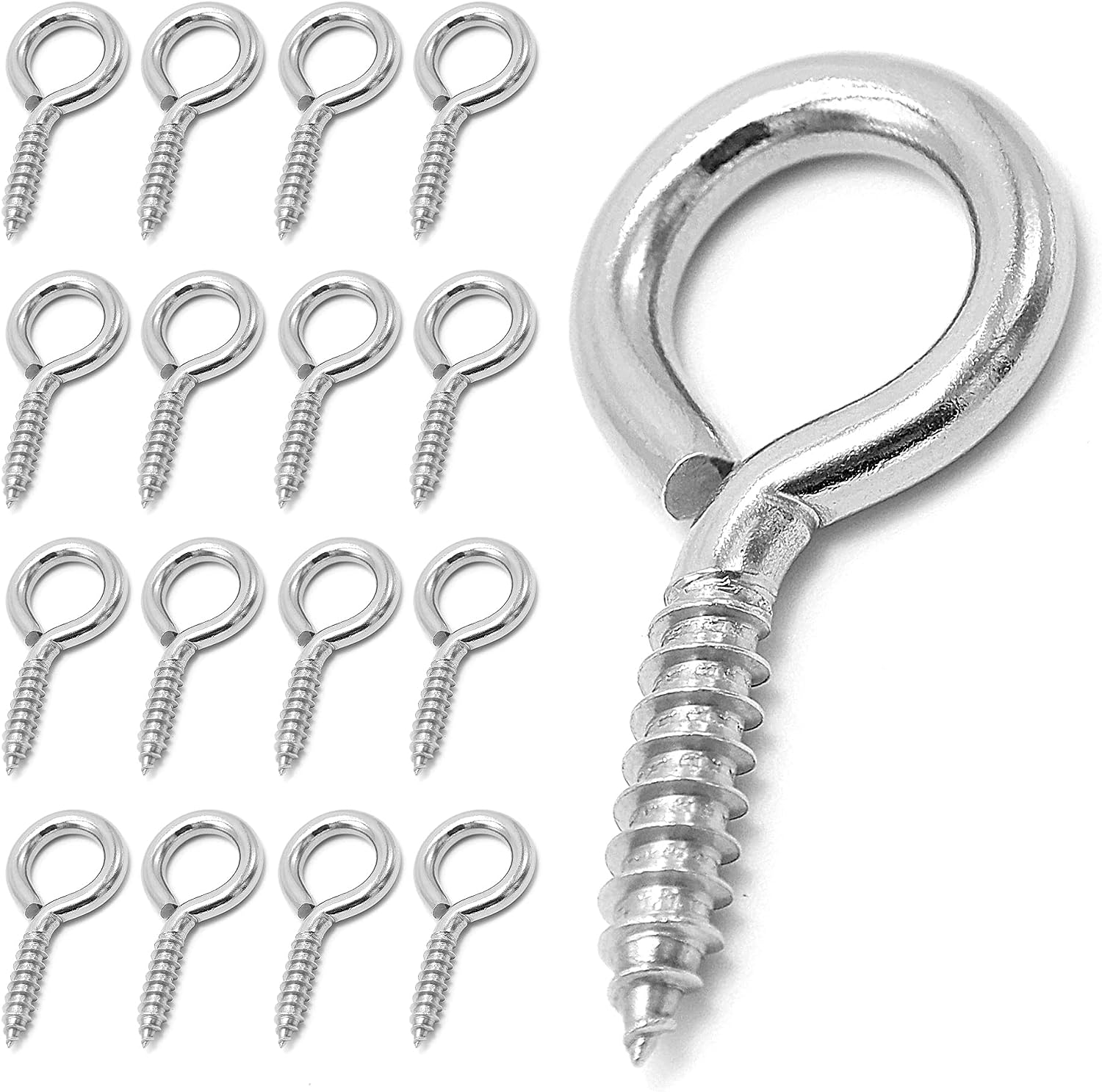 16 Pack 304 Stainless Steel Eye Screws,2.5 Inch M6 Heavy Duty Eye Hooks