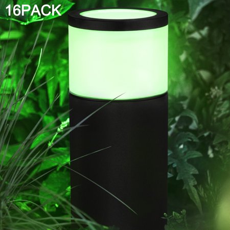 16 Pack LED Low Voltage Landscape Path Lights, RGBW Color Changing Lighting, Aluminum Construction Walkway Light