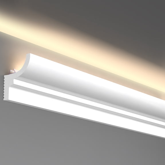 16 Pack 45.67" Ceiling Crown Molding Trim with LED Duct Kit (Total 60.9 Ft), Decorative Ceiling Moulding with Separate LED Channel, Crown Molding for Home Lighting, Glue Included
