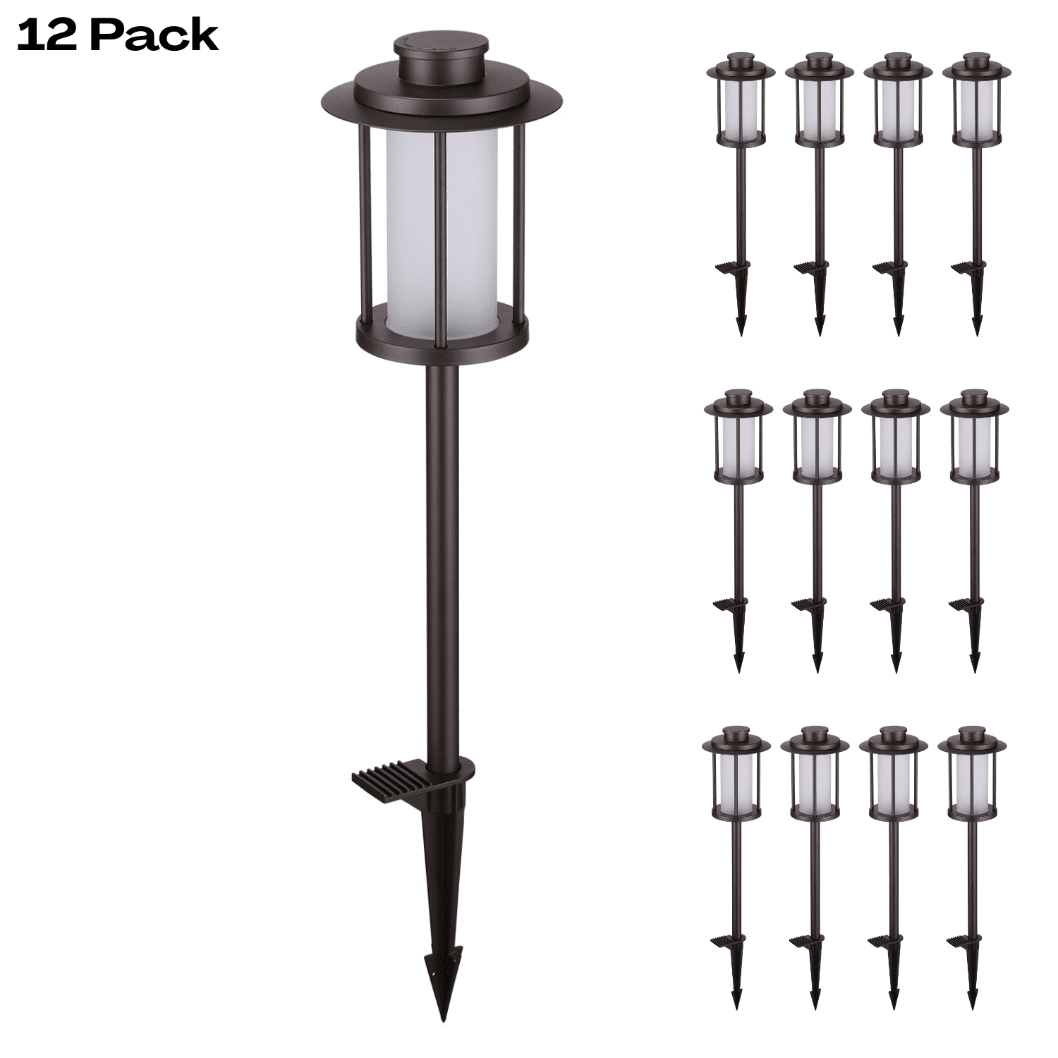 12 Pack 5CCT Low Voltage 5W LED Path Lights, Outdoor Landscape Pathway Lights, 1800K/2700K/3000K/4000K/5000K Selectable, 12-24V AC/DC, Oil Rubbed Bronze