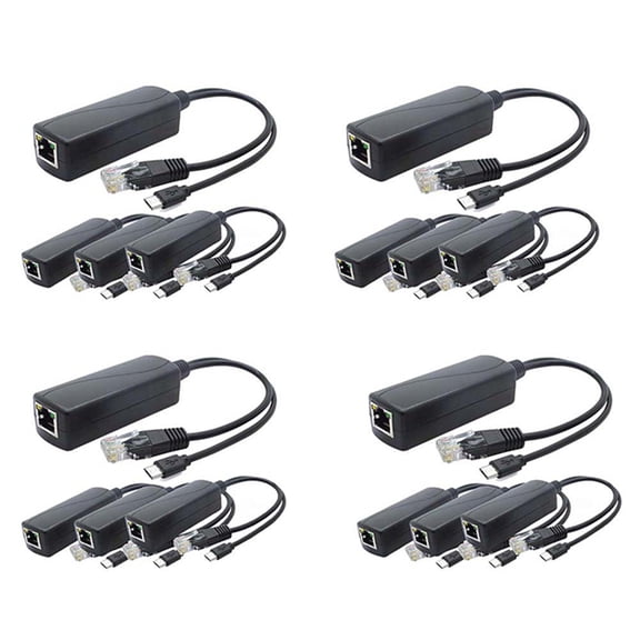 16-Pack 5V PoE Splitter, 48V to 5V 2.4A Adapter with Micro-USB Plug, for IP Camera,Tablets,for and More