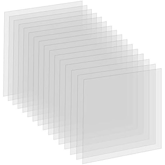 16 Pack 6 Mil Clear Mylar Stencil Sheets, 12" x 12" Blank Reusable Plastic Template Sheets for Cricut, Laser Cutting, Gyro-Cut Tool Template Material