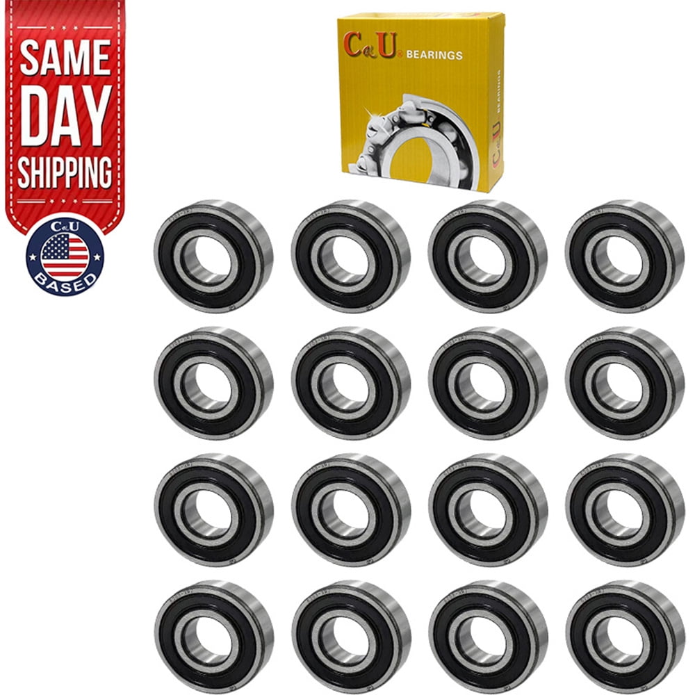 CKU Deep Groove Ball Bearings 6203-2RS Double 2RS Rubber Sealed Pre-Lubricated Chrome Steel 16-Pack 17x40x12mm