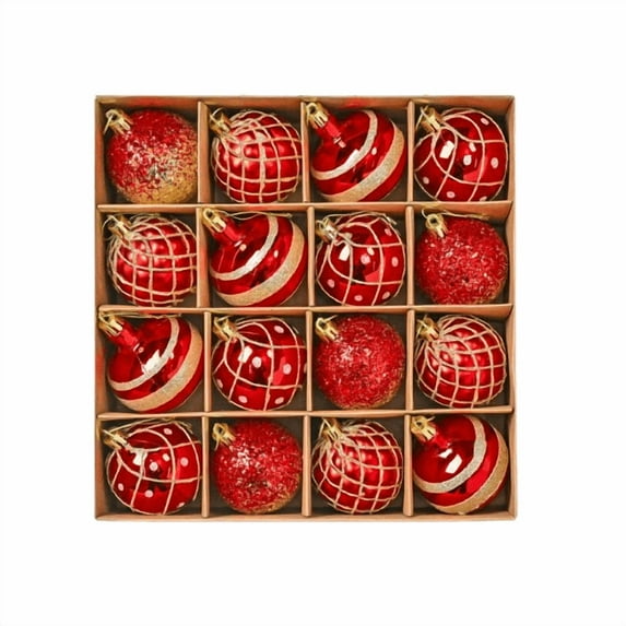 16-Pack 6cm Painted Pearl-Like Christmas Balls, Shatterproof Holiday Ornaments, Decorative Hanging Baubles for Xmas Tree, Party & Holiday Decorations