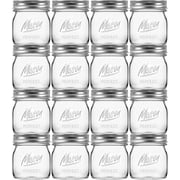 16 Pack 8 oz Mason Jars with Regular Airtight Lids - Glass Canning Jars 8 oz, Mini Mason Jars for Jam, Jelly, Honey, Overnight Oats, Party Favors, Shower Favor, Separable Lids