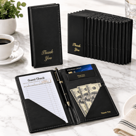 16 Pack 9" x 5" Check Presenters for Restaurants and Food Service