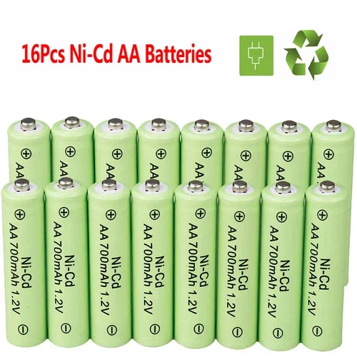 16 Pack Aa Ni-Cd 700Mah 1.2V Rechargeable Batteries For Garden Solar Lights Lamp