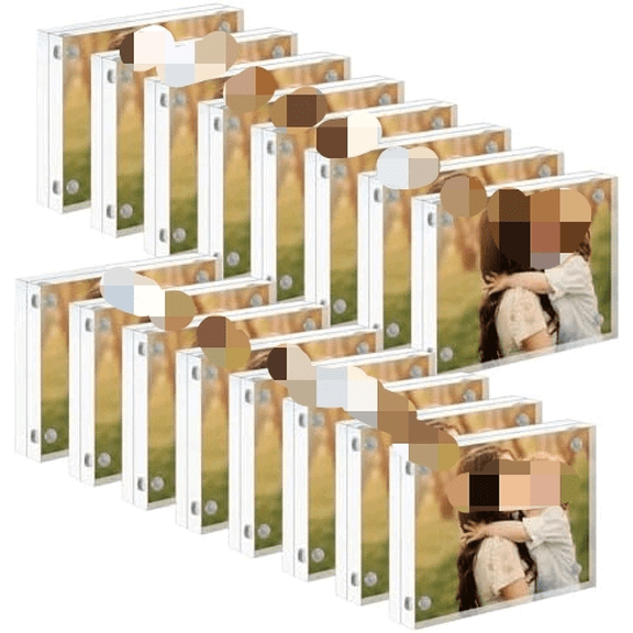 16 Pack Acrylic Frames, 2.53.5 Double Sided Magnetic Picture Frames, 20mm Clear Picture Frames, Free Standing Desktop Display Stand Acrylic Frames for Home Office$$Home Decor, Kitchen, & Other