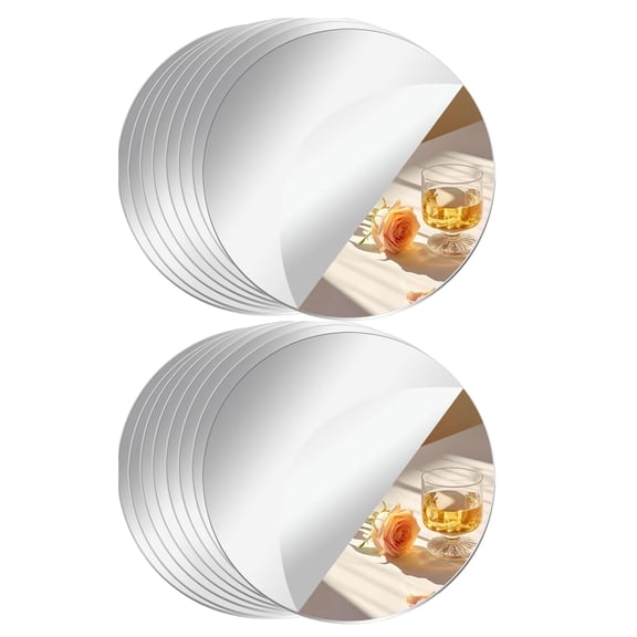 16 Pack Acrylic Round Mirrors, 4 inch Circle Mirror Tiles Self Adhesive Mirror Stickers for Wall Home Living Room Bedroom Decor, Small Mirrors for Crafts (4in/10cm)