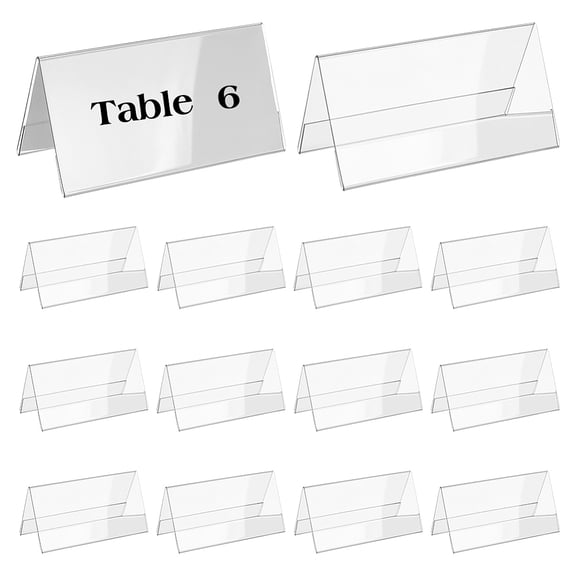 16 Pack Acrylic Table Name Plates 2.3x4.7inch Blank Name Plate Holder Desk Signs Double-Sided Name Plate Display Stand for Business Office