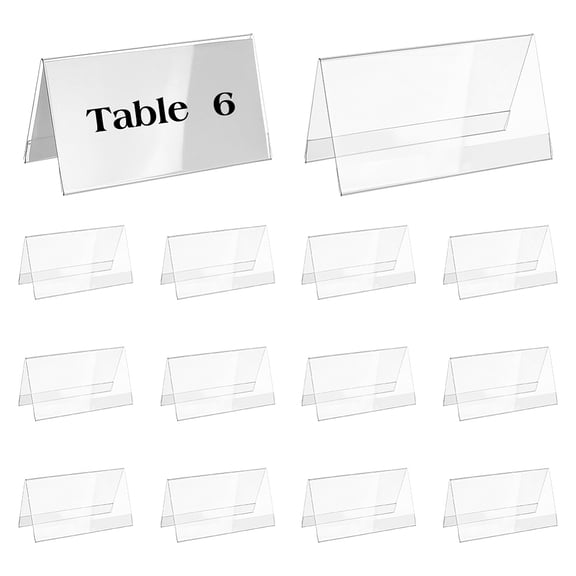 16 Pack Acrylic Table Name Plates 3x5.9inch Blank Name Plate Holder Desk Signs Double-Sided Name Plate Display Stand for Business Office Meeting