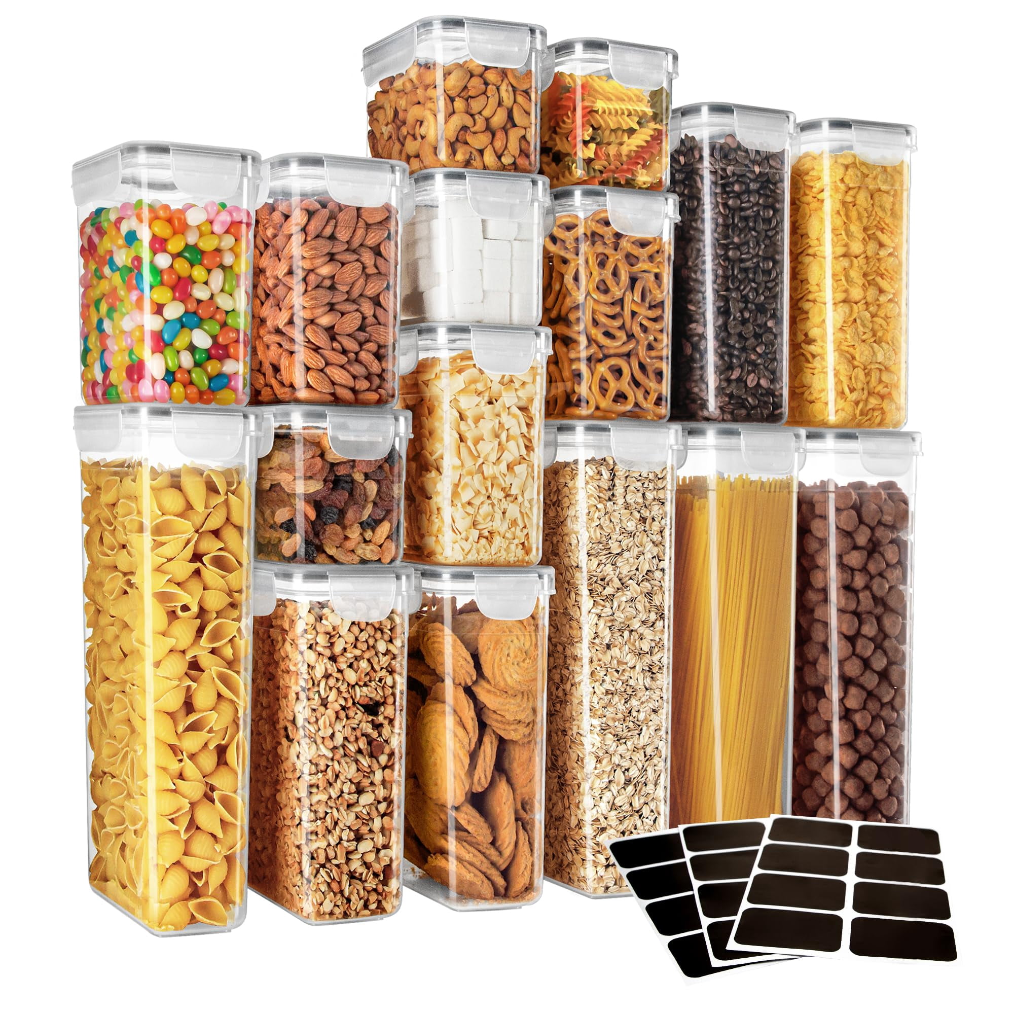 16 Pack Airtight Food Storage Container Set, BPA Free Kitchen Pantry Organization Canisters