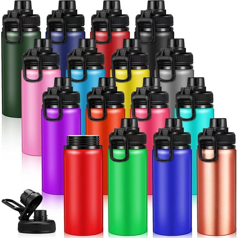 16 Pieces Aluminum Water Bottle with Button 20 Oz Lightweight Aluminum Gym  Water Bottles Reusable Travel Bottles for Sports Gym Hiking Camping Running