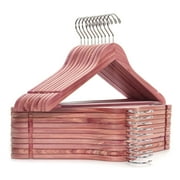 American Red Cedar Hangers 16 Pack, Wooden Coat Hangers with Rotating Hook & Notches for Shirt Dress Suit Pants Storage, Red