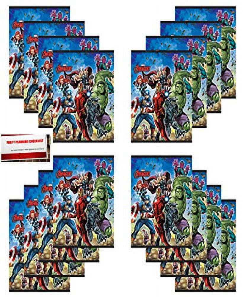 (16 Pack) Avengers Hulk Thor Captain America Ironman Archer Antman and Captain Marvel Birthday Party Plastic Loot Treat Candy Favor Goodie Bags (Plus Party Planning Checklist by Mikes Super Store)