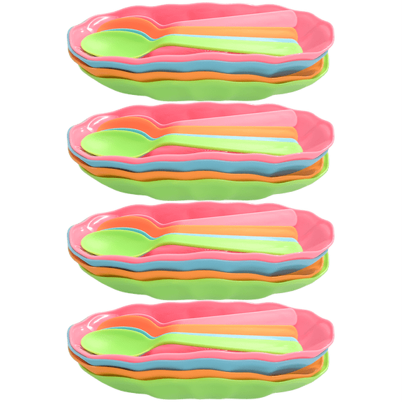 16 Pack Banana Split Dessert Boat Dishes with Spoons – Colorful Sundae Bowls for Ice Cream, Banana Splits, Pudding & Fruit – Perfect for Dessert Nights (Assorted Colors)