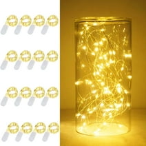 16 Pack Battery Operated 30 LED Starry String Lights, 10ft Fairy Lights Silver Wire Colorful Waterproof Mini Firefly String Lights for DIY, Party, Decor, Christmas, Wedding (Warm White)