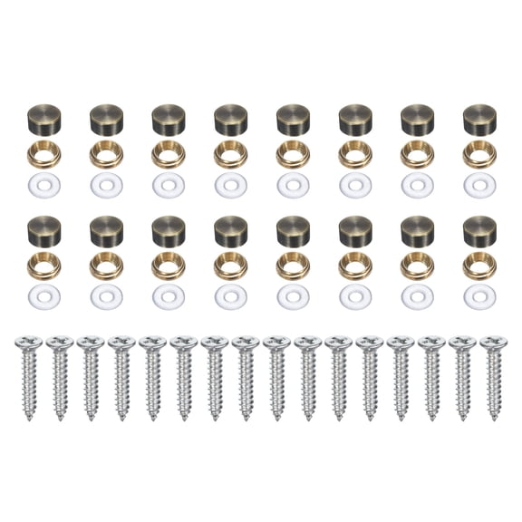 16 Pack Brass Decorative Screws with Caps, 10mm Mirror Screws Cover, Bronze