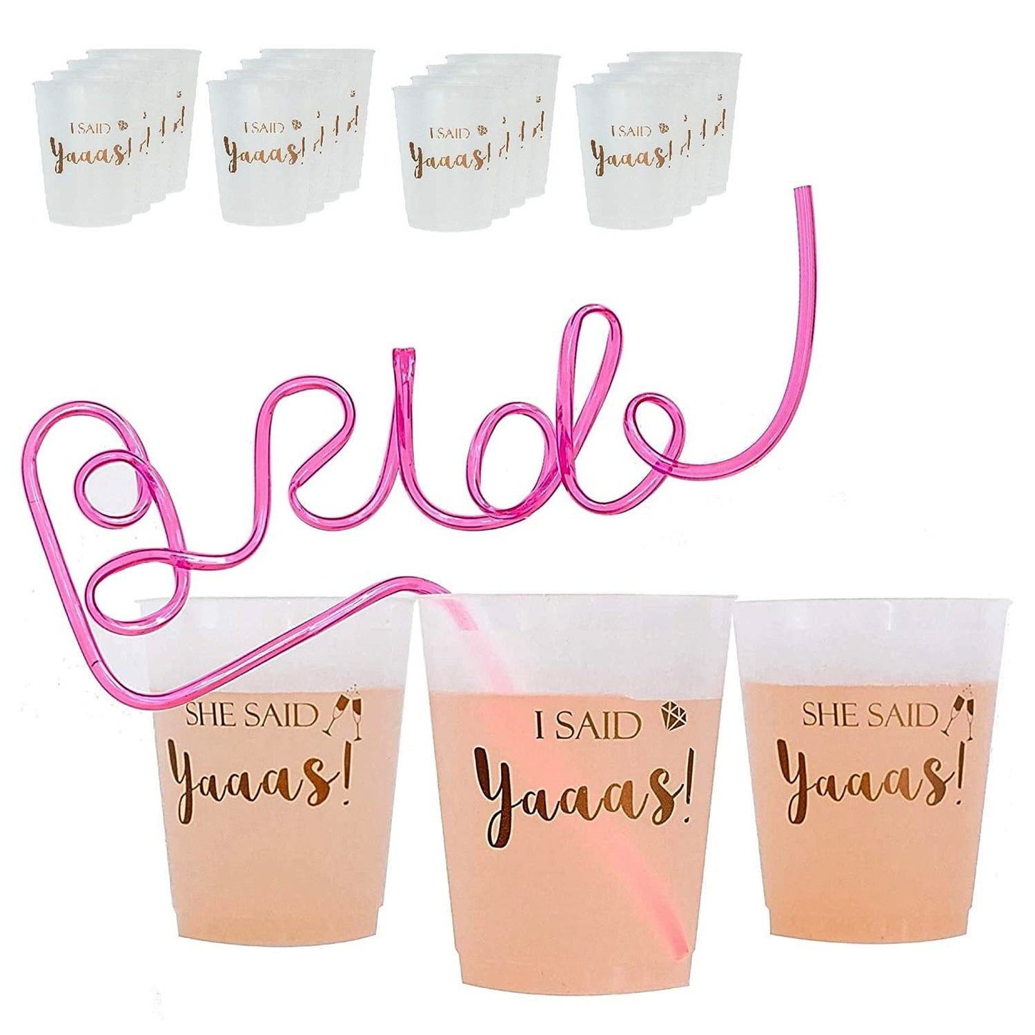 16 Pack Bride Bachelorette Party Cups, Bride Cup & Bridesmaid Cups, Reusable Party Decorations, for Bridal Shower, Engagement Wedding Gift, Party Supplies, 16oz