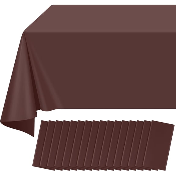 16 Pack Brown Plastic Tablecloth for Rectangle Tables, Premium Decorative Brown Disposable Table Cloths for Parties, Bulk Rectangle Party Table Cover for Birthday, Wedding, Anniversary, 54 x 108 Inch