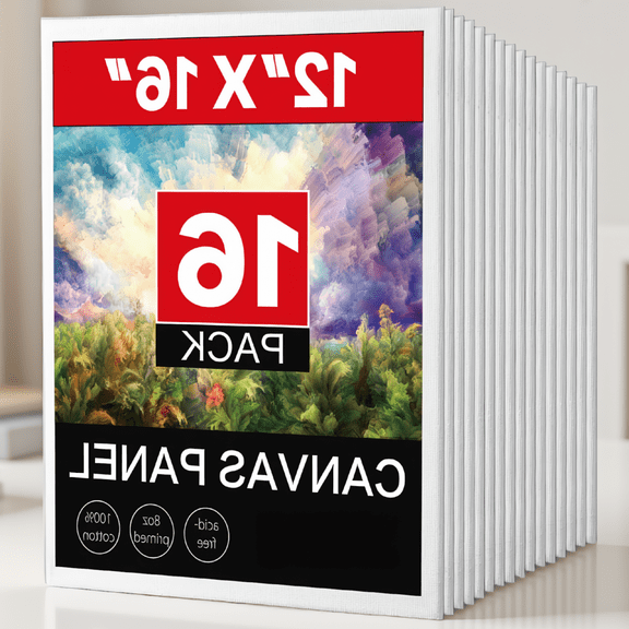 16 Pack Canvas Boards for Painting, 12x16 Inch Cotton Canvas Panels for Oil, Watercolor, Tempera