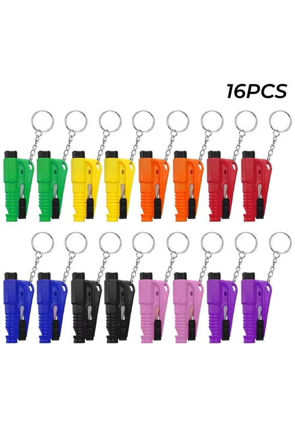 16-Pack Car Window Breaker Seatbelt Cutter Keychain, Compact Emergency Tool for Quick Escape