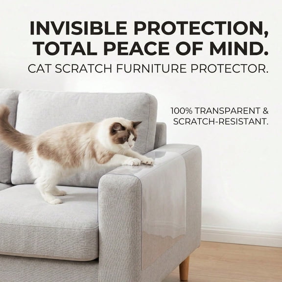 16 Pack Cat Scratch Furniture Protector Sheets, Clear Anti-Scratch Guards with 70 Twist Pins, Invisible Couch Protectors for Sofa, Door, Table, Non-Toxic No Residue Adhesive Cat Scratch DeterrenPads