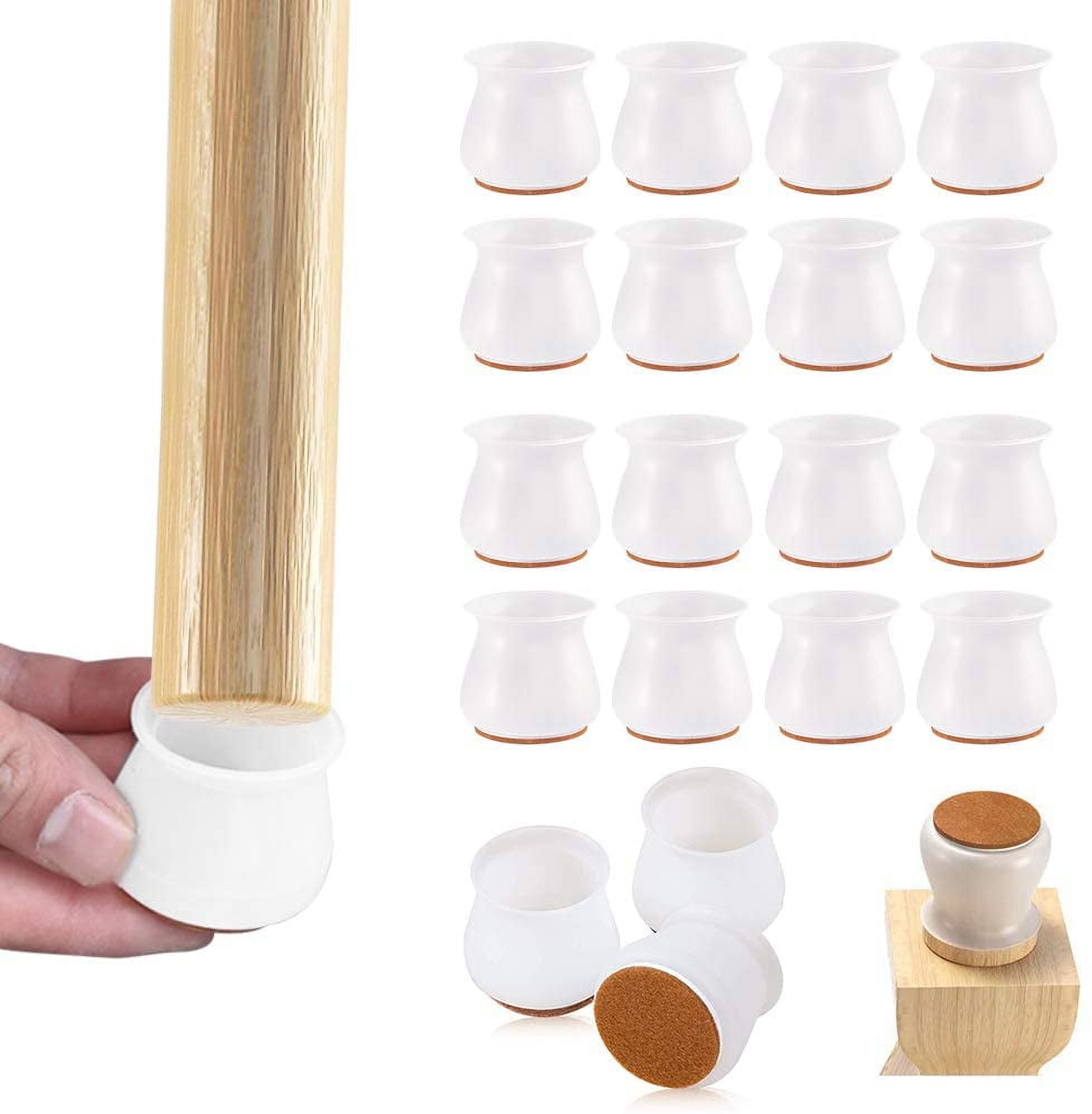 16 Pack Chair Leg Floor Protectors, Felt Chair Leg Caps ,Hardwood Silicone Furniture Chair Leg