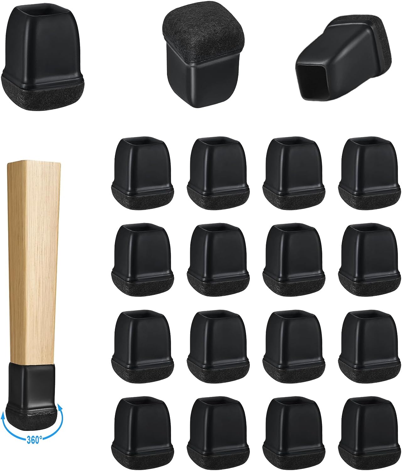 16 Pack Chair Leg Floor Protectors for Hardwood Floors, Round Rubber