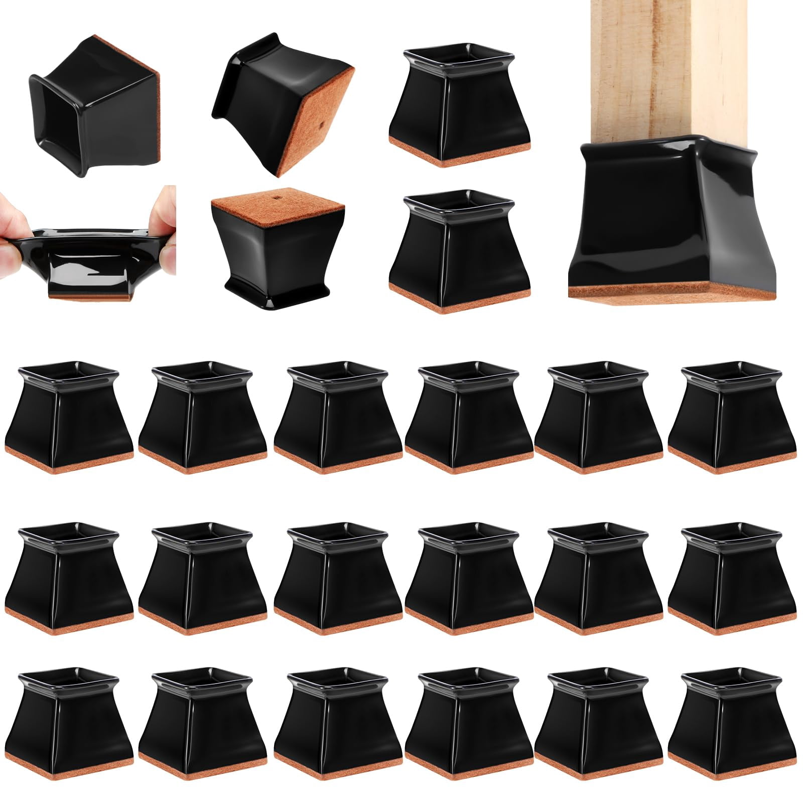 16 Pack Chair Leg Floor Protectors for Hardwood Floors, Silicone Felt Pads, Furniture Feet Covers, Scratch and Noise Reduction, Universal Large Size
