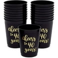 thumbnail image 1 of Sparkle and Bash 16 Pack Cheers to 40 Years Plastic Party Cups - 40th Birthday Decorations for Men and Women, Anniversaries (Black Plastic Cups, 16 Oz), 1 of 6
