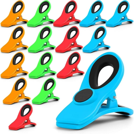 16 Pack Chip Clips Bag Clips, Multicolor Clips for Food Packages, Multipurpose Magnetic Clips, Chip Clips Bag Clips Food Clips, Refrigerator Magnet Clips Chip Clip, Bag Clips for Food Storage