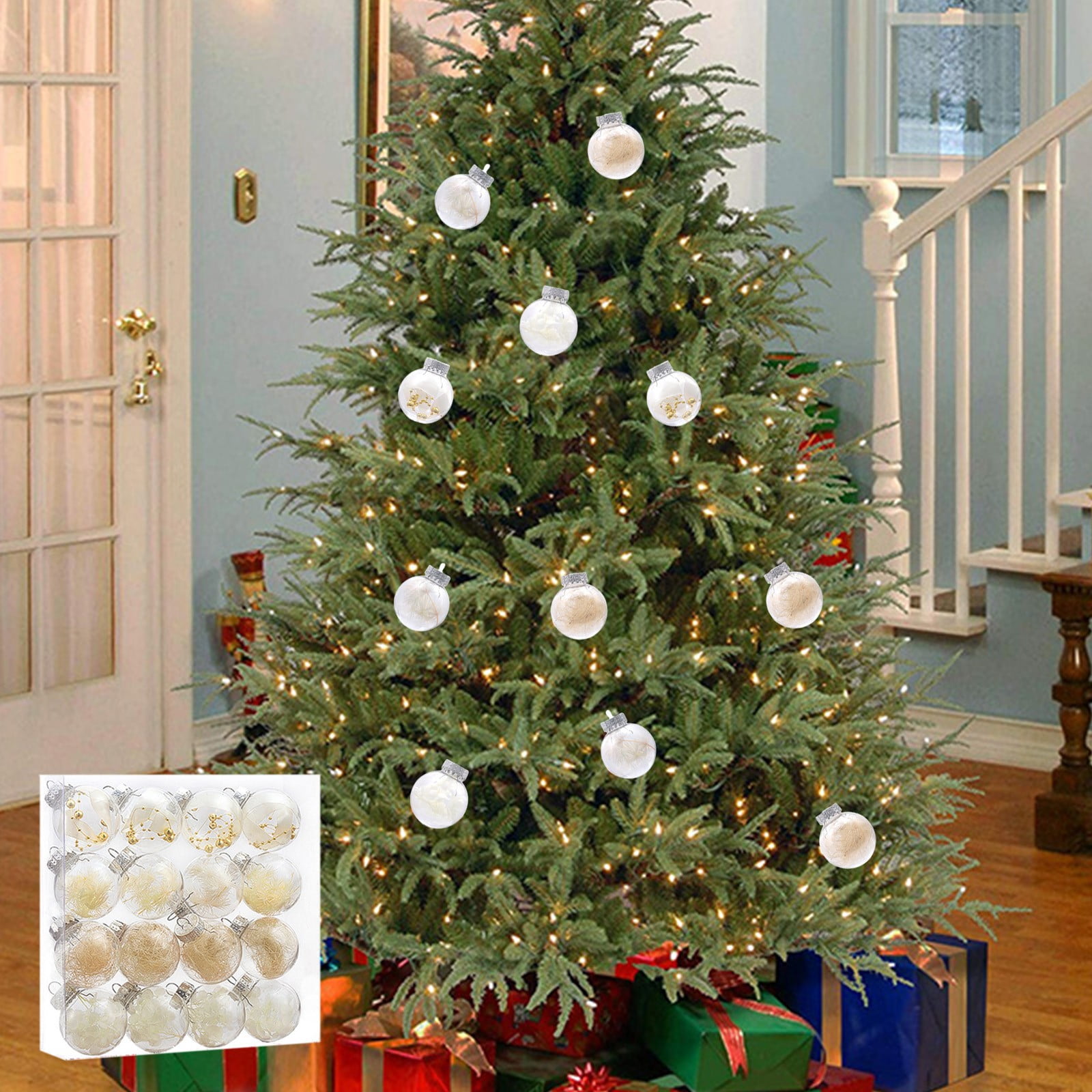 16 Pack Christmas Ornaments, 60mm Rustic Christmas Ball Christmas