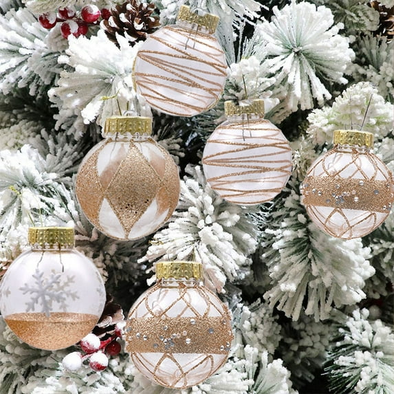 16 Pack Christmas Ornaments, 60mm Rustic Christmas Ball Ornaments, Large Clear Plastic Christmas Tree Ornaments Set Hanging Decorations For Xmas
