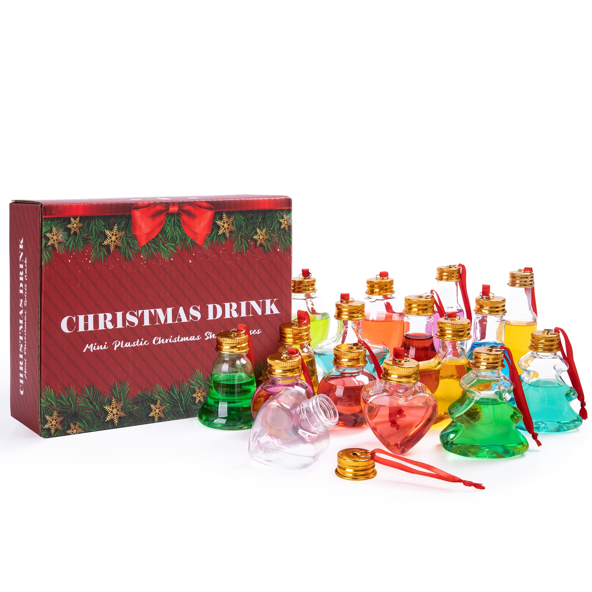 16 Pack Clear Fillable Plastic Ornament Balls, 50 ml Reusable Christmas Tree Hanging Decorations for Holiday Crafts and Gift Exchanges