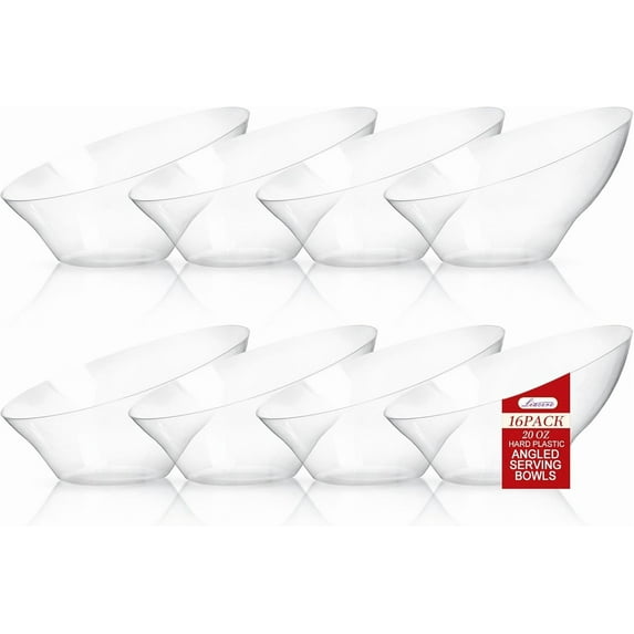 16 Pack Clear Plastic Serving Bowls - 20 OZ Disposable Candy Bowl for office Chip,Salad & Fruit Ideal Party Wedding New Year