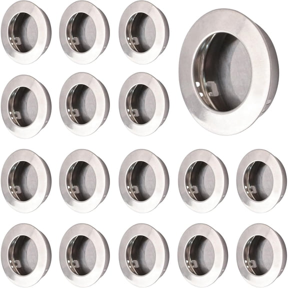 16 Pack Closet Door Finger Pull, Round Easy Snap-in Circular Closet Door Pulls Stainless Steel Handle Recessed Kitchen Cabinet Handles(Stainless Steel)