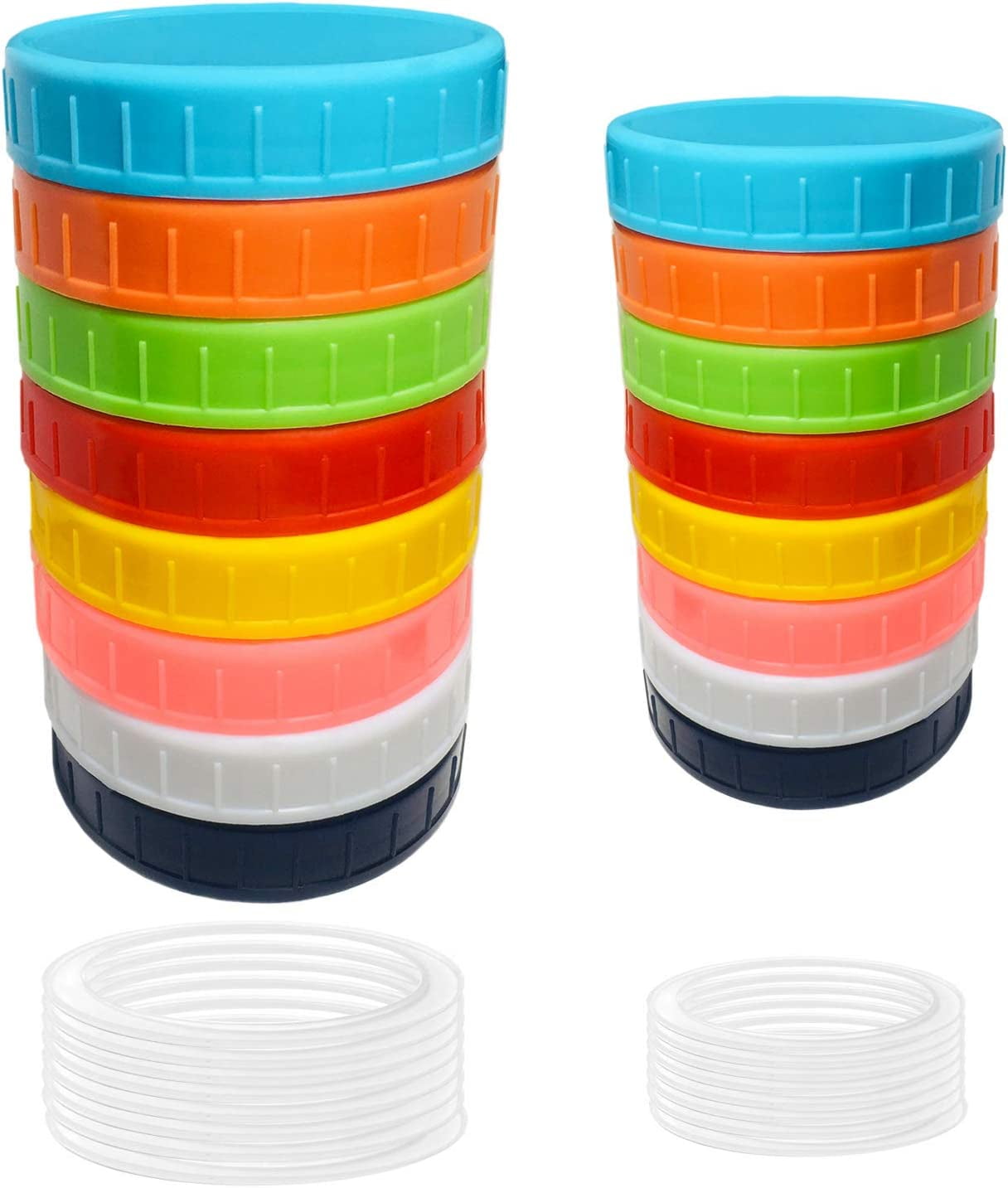 16 Pack Colored Plastic Mason Jar Lids Ball Jar Lids Kerr 8 Regular Mouth And 8 Wide Mouth