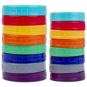 16 Pack Colored Plastic Mason Jar Lids for Ball, Kerr and More - 8 Regular Mouth & 8 Wide Mouth - Food-Grade Recyclable Plastic Storage Caps for Mason, Canning Jars - Anti-Scratch Resistant Surface