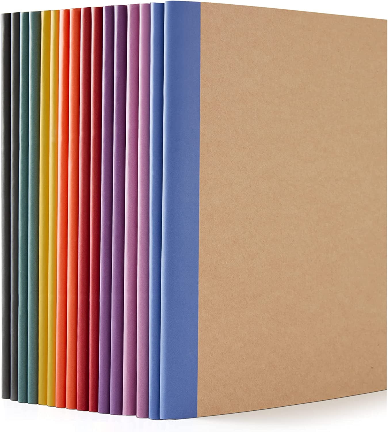 16 Pack Composition Notebooks Bulk, Kraft Cover Lined Blank College Ruled Composition Travel Journals with Jewel Tone Spines For Women Students, 60 Pages, 8.3”x 5.5”, A5, 8 Vintage Colors
