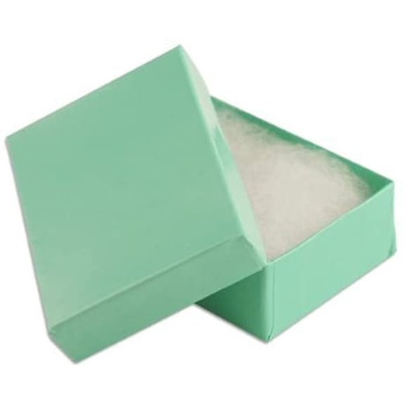 16 Pack Cotton Filled Teal Blue Robin's Egg Blue Color Cardboard Jewelry Gift and Retail Boxes 3 X 2 X 1 Inch #32 Size by R J Displays