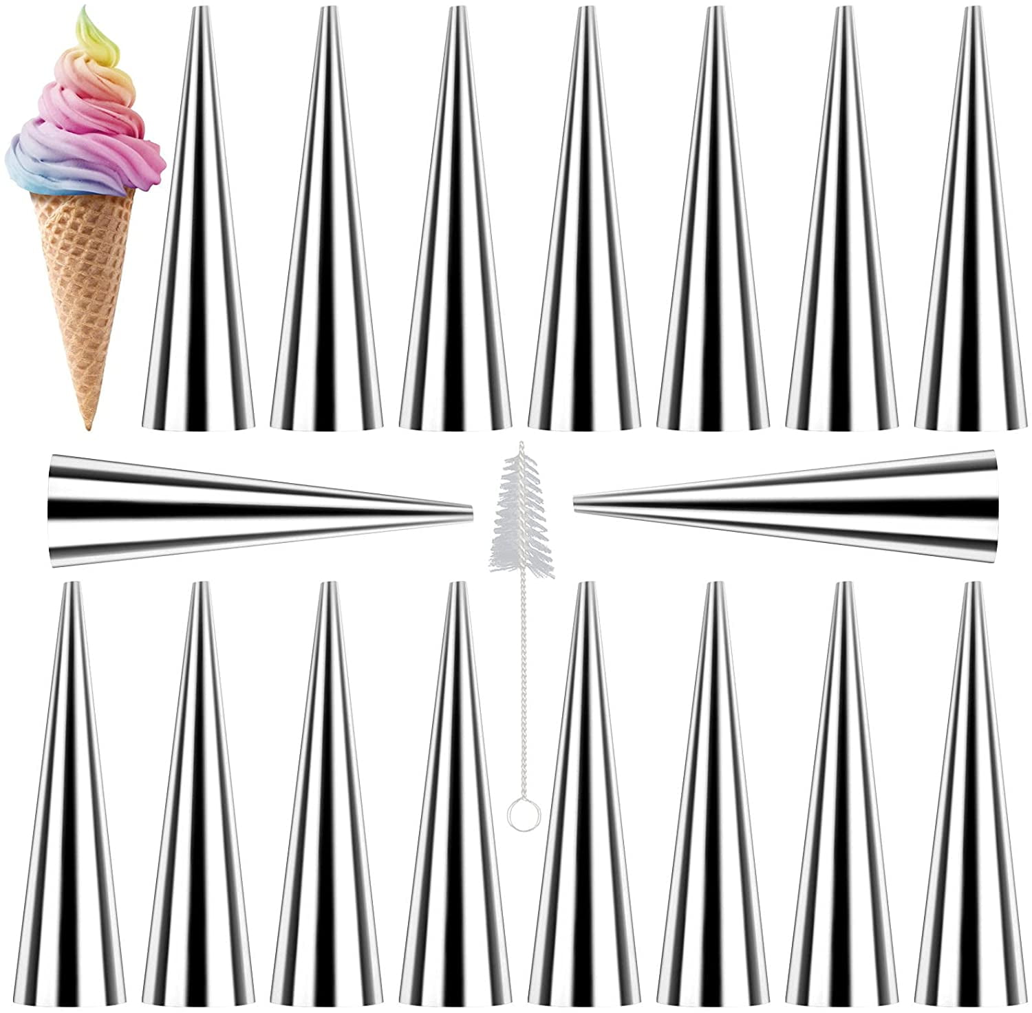 16 Pack Cream Horn Mold Saiveina 5 inch Stainless Steel Horn Cream